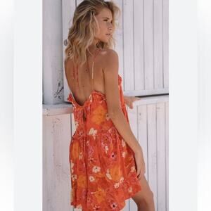 Z&L Europe Red Floral Tiered Mini Summer Dress Small NWOT